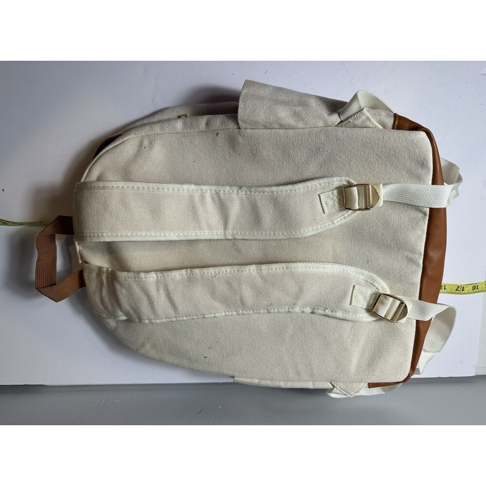 LOULU BACKPACK - Large Canvas And Tan Vegan Leather - Picture 3 of 4
